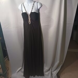 Camille La Vie Black Prom Dress with Silver Accents